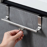 TürFix Pro Edelstahl-Küchentuchhalter ohne Bohren – Über-Schranktür-Handtuchstange | Rostfreier Küchen-Organizer | Platzsparende Hängelösung für Tücher & Küchenzubehör
