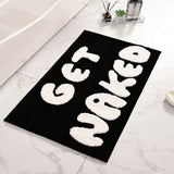 FLUFFORA Get Naked Badematte – Shaggy Mikrofaser Teppich 50×80 cm | Rutschfest & Extra Weich | Modernes Statement Design