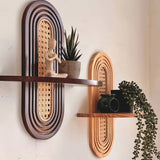 BohoWeave Rattan Wandregal aus Holz – Handgefertigtes Wandboard | Natürliche Dekoration | Stilvoller Aufbewahrungs-Organizer