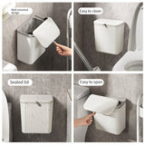 WallClean multifunktionaler Wandmülleimer für Küche und Bad – platzsparender Hängemülleimer mit Druckdeckel | Abfalleimer und Toilettenpapierhalter in einem