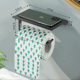 AurumShelf Design Toilettenpapierhalter mit Ablage – Wandmontage aus Aluminiumlegierung | Modernes Badaccessoire | Handyablage integriert