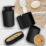 AquaNero Design Badaccessoire-Set 4-teilig – Schwarze Badezimmerausstattung aus Kunststoff | Modernes Ordnungs-System | Pflegeleicht & Stilvoll