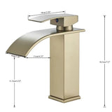 Aurevia Lavaboarmatur – Goldene Lavaboarmatur mit Wasserfallauslauf | Gebürstete Edelstahlarmatur | Einhebelmischer für Warm- und Kaltwasser