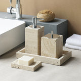 NATURAVITA Badezimmer-Set Travertin Beige – Naturstein Badaccessoires | Spa Design | Zeitlose Eleganz