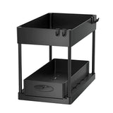 FlexiStore 2-stufiger Unterschrank-Organizer – Ausziehbares System mit Körben, Haken & Bechersystem