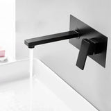 ElegoWall Waschbeckenarmatur Schwarz – Wand Wasserhahn Messing | Minimalistisches Bad Design | Warm Kalt Mischer