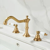 HeritageFlow Premium 3-Loch Wasserfall Waschtischarmatur Antik Messing Klassisch – Doppelgriff Badezimmerarmatur mit Keramikventil | Elegantes Vintage Design | Hochwertige Messing Ausführung für stilvolle Waschbecken