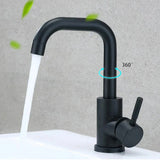 AquaSpin Waschbeckenarmatur Schwarz Nickel – Edelstahl Einhebelmischer | 360° Drehbarer Auslauf | Modernes Bad Design