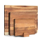 HolzGenuss Akazienholz-Küchenbrett-Set – Massivholz-Schneidebretter | Natürliche Langlebigkeit | Platzsparend mit Holzständer