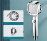 HydroPulse Pro Handbrause mit Hochdrucksystem – 3-Stufen Duschkopf quadratisch | Wassersparend | Ein-Tasten-Stopp-Funktion