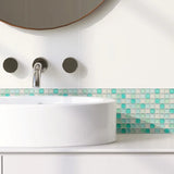 GlasMosaik 3D Wandfliesen selbstklebend – Hochglanz Mosaikoptik für Küche & Bad | Hitzebeständig | Flexible DIY-Gestaltung