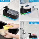 TriClean Küchen Seifensystem – Kombispender mit Schwammhalter | 3-fach Funktion | Ordnung & Hygiene