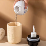 ZENORA Travertin Schaumseifenspender – Japandi Design Pumpflasche | Nachfüllbar & Minimalistisch | Für Bad & Gäste-WC