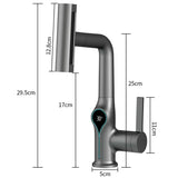 AquaTherm Wasserfall Waschtischarmatur mit Temperaturanzeige – Höhenverstellbare Badarmatur