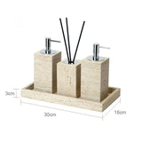 NATURAVITA Badezimmer-Set Travertin Beige – Naturstein Badaccessoires | Spa Design | Zeitlose Eleganz