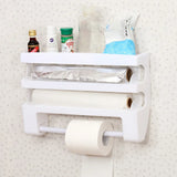 KüchenPro Wandorganizer 4-in-1 – Rollenhalter mit Folienschneider & Ablage | Selbstklebend | Platzsparende Küchenlösung