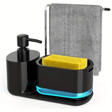 CleanDock Pro 5-in-1 Küchen-Organizer mit Doppel-Seifenspender – Schwammhalter, Tuchablage & Abtropfschale