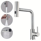 FlexFlow Elite Küchenarmatur mit Ausziehbrause – 6 Strahlarten | 360° Schwenkbar | Edelstahlarmatur Gunmetal | Warm- & Kaltwasser