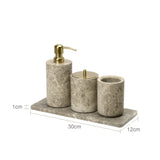 MARBELLA LUX Badezimmer-Set Naturmarmor – 7-teiliges Badaccessoire Set | Exklusive Spa-Optik | Zeitlose Eleganz