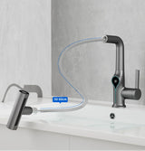 AquaTherm Wasserfall Waschtischarmatur mit Temperaturanzeige – Höhenverstellbare Badarmatur