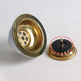 LumiDrain Premium Ablaufstopfen Gold – Edelstahl Spülbeckensieb Ø114 mm | Anti-Verstopfung | Passend für 83–90 mm Ablauf