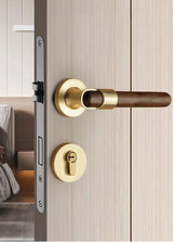 NaturaLock Holz Türschloss Set – Geräuscharmer Innentürgriff mit Walnussholz | Klassisches Design | Leiser Mechanismus