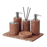 TERRAVENA Badezimmer-Set aus rotem Travertin – Naturstein Badaccessoires | Vintage Stil | Luxuriöse Spa-Atmosphäre