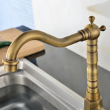 Antiker Waschbeckenhahn – Gold/Bronze, 360° drehbarer Auslauf