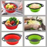FlexiFlow Pro Faltbares Silikon-Abtropfsieb mit Edelstahlkern – Multifunktionaler Küchenkorb zum Waschen, Abgießen & Filtern | Platzsparender Siebkorb für Obst, Gemüse & Pasta
