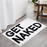 FLUFFORA Get Naked Badematte – Shaggy Mikrofaser Teppich 50×80 cm | Rutschfest & Extra Weich | Modernes Statement Design