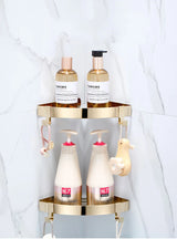 ROSEGLOW 304 – Premium Edelstahl Duschablage Ecke in Roségold