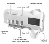 SolarHygienic UV-Zahnbürstenstation mit Zahnpasta-Dosierer – Solarbetriebener Wandhalter mit Sterilisationsfunktion