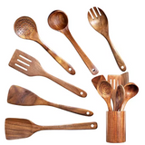 NaturEssence Premium Holz-Küchenhelfer-Set mit Aufbewahrungsgefäß – 5-teiliges Kochbesteck aus Naturholz | Schonendes Kochutensilien-Set für Antihaftgeschirr | Nachhaltiges Küchenorganisations-Set