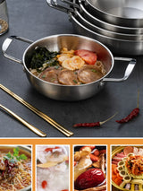ChefServe Edelstahl-Multifunktionspfanne mit Griffsystem – Große Saucen- & Paellapfanne | Rostfreie Profi-Kochpfanne für gleichmäßige Hitze | Vielseitige Küchen- und Outdoorpfanne