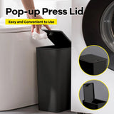 CleanPress 10L Badezimmer-Abfalleimer mit Druckdeckel – kompakter Hygieneeimer für Bad und Wohnräume | geruchsisolierend, modern & platzsparend