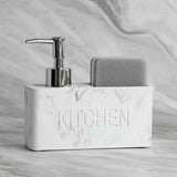 CleanDock Küchen Seifenspender Set – Spülmittelspender mit Schwammhalter | Ordnungssystem | Platzsparende Spüllösung