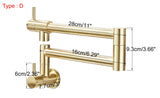 Designer Wand Wasserhahn Küche Goldoptik – Kaltwasserarmatur | Schwenkbarer Hahn | Platzsparend & Elegant