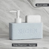 CleanDock Küchen Seifenspender Set – Spülmittelspender mit Schwammhalter | Ordnungssystem | Platzsparende Spüllösung