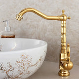Antiker Waschbeckenhahn – Gold/Bronze, 360° drehbarer Auslauf