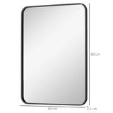 NoiraLux Badezimmerspiegel mit schwarzem Metallrahmen 60x80 cm – rechteckiger Wandspiegel | vertikal oder horizontal montierbar | modernes Design mit HD-Silberglas