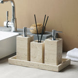 NATURAVITA Badezimmer-Set Travertin Beige – Naturstein Badaccessoires | Spa Design | Zeitlose Eleganz