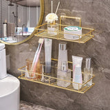 Oraluxe Premium Wandhalter für Mundspülbecher Schwarz-Gold Selbstklebend – Bohrfreie Badezimmer Ablage | Elegantes Becherregal für Waschbereich & Gäste-WC | Platzsparende und hygienische Aufbewahrung