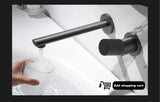 AquaNero Lavaboarmatur – Schwarze Designarmatur aus Messing | Eleganter Warm- und Kaltwassermischer | Premium Lavabomischer mit Keramikkartusche