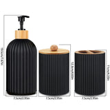 BambooPure SkandiWasch 3-teiliges Badezimmer-Organizer-Set – Bambus & Kunststoff Waschbecken-Accessoires | Seifenspender Set | Minimalistisch & Natürlich