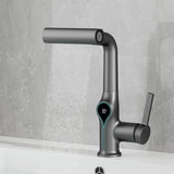 AquaTherm Wasserfall Waschtischarmatur mit Temperaturanzeige – Höhenverstellbare Badarmatur