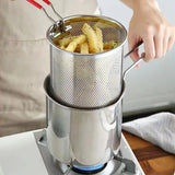 NipponFry Pro 304 Edelstahl-Tempura-Fritteuse mit Abtropfkorb – Tiefes Ölspar-Frittierpfannen-Set im Japan-Stil | Energieeffiziente Profi-Frittierlösung für knusprige Speisen