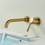 LuxRotate Waschbeckenarmatur Gold – Wand Wasserhahn Messing | 360° Schwenkbar | Minimalistisches Bad Design