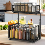Unterspülen Regal Ausziehbar 2 Stufen – Küchenschrank Organizer | Gewürzkorb | Platzsparendes Stahlregal