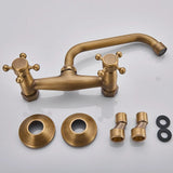 VINTARO Wand-Waschbeckenarmatur 360° Drehbar – Zweigriff Mischbatterie | Antikmessing oder Schwarzbronze | Stilvolle Wandlösung