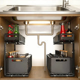 Unterspülen Regal Ausziehbar 2 Stufen – Küchenschrank Organizer | Gewürzkorb | Platzsparendes Stahlregal